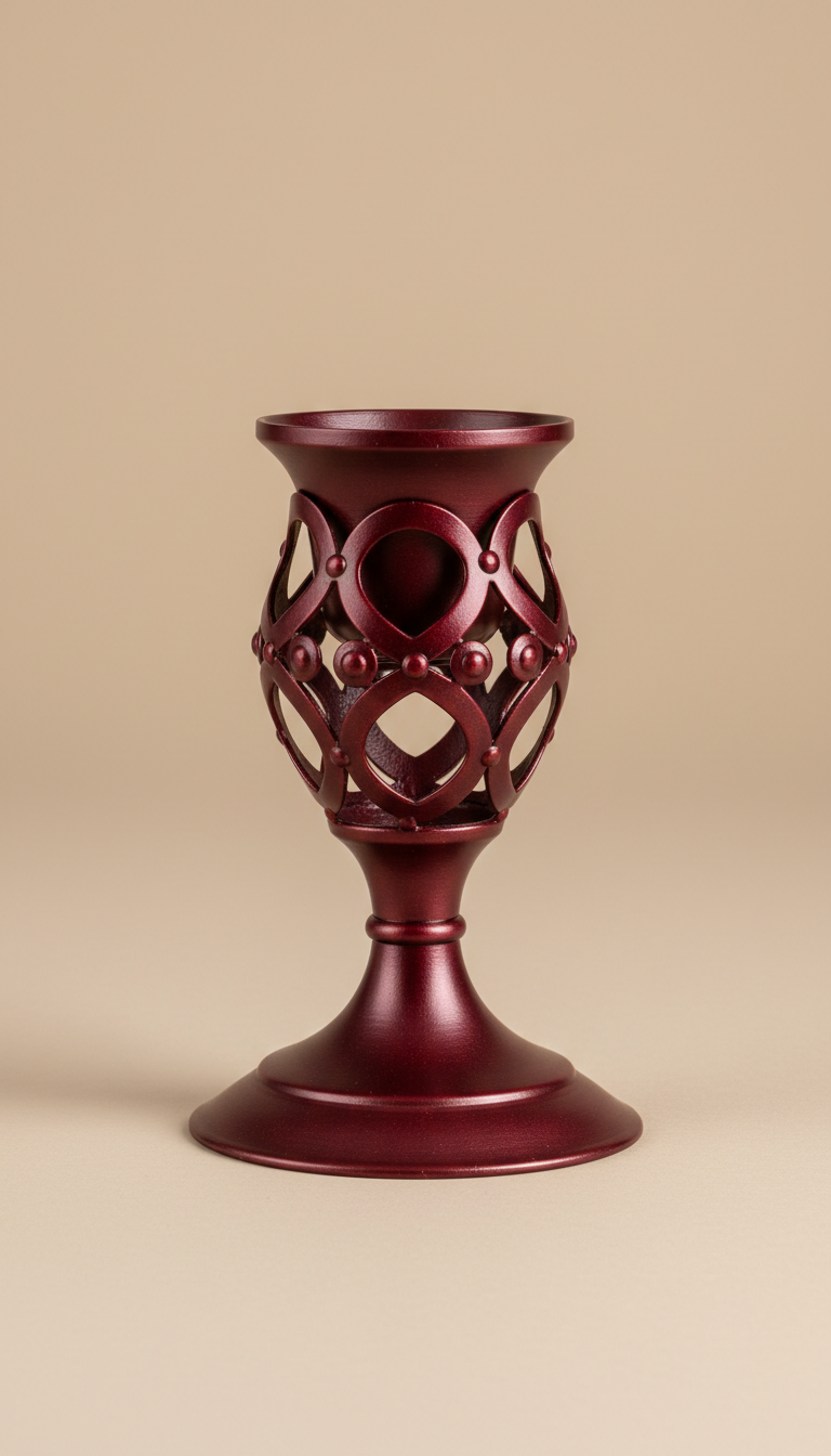 Dark Red Metal Candle Holder